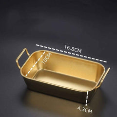 Gold Stainless Steel Rectangular Serving Pan with Handles