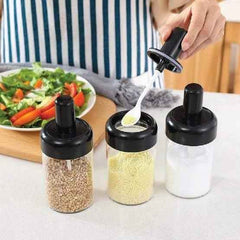 360° Rotating Spice Rack Organizer with 6 Jars | Modern Kitchen Turntable Seasoning Set