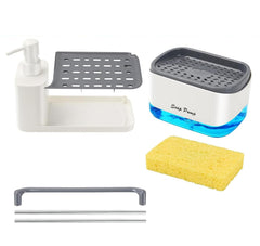 5-in-1 Premium Kitchen Sink Organizer Set | Dual Soap Dispenser, Sponge Holder & Draining Tray