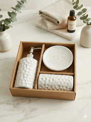 Textured Bathroom Accessory Set (Cream)