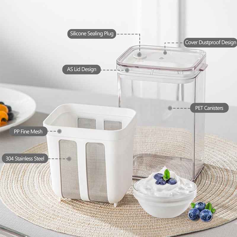 Premium Greek Yogurt Maker & Multi-Purpose Food Strainer Container with Fine Mesh Filter (1100ml)
