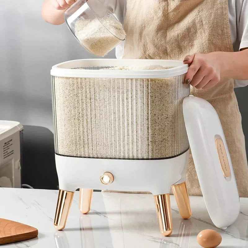 10KG Automatic Rice & Grain Dispenser Container | Airtight, Moisture-Proof PP Storage Box