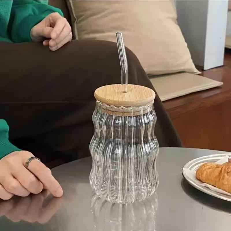 Glass Sipper Tumbler with Bamboo Lid