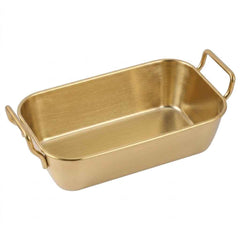 Gold Stainless Steel Rectangular Serving Pan with Handles