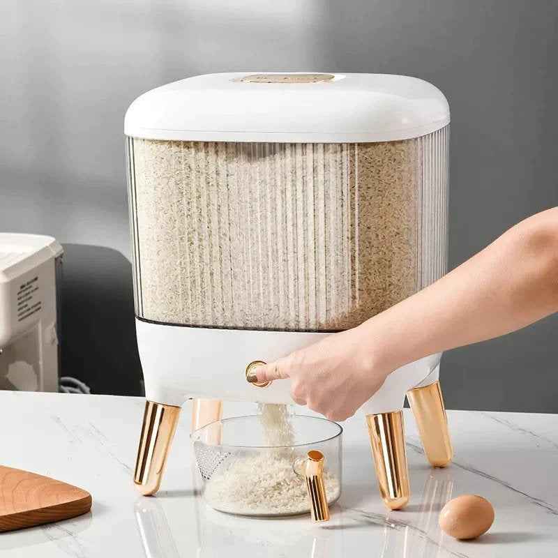 10KG Automatic Rice & Grain Dispenser Container | Airtight, Moisture-Proof PP Storage Box