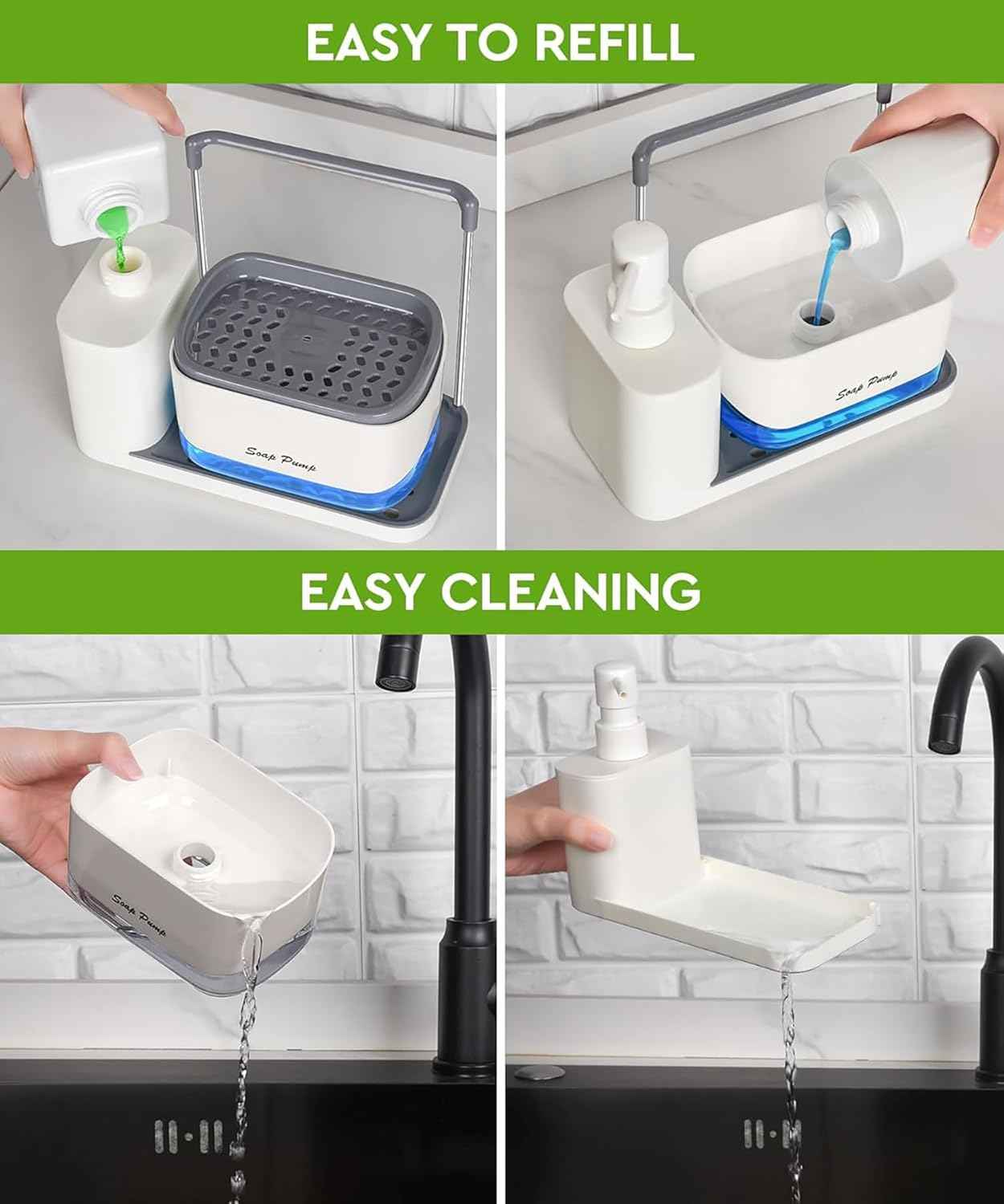 5-in-1 Premium Kitchen Sink Organizer Set | Dual Soap Dispenser, Sponge Holder & Draining Tray