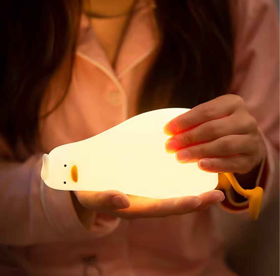"Lazy Duck" Silicone Touch Sensor Night Light | Rechargeable Bedside Lamp & Phone Holder