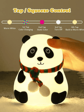 Big Cute Panda Silicone Touch Night Light | 7-Color LED USB Rechargeable Nursery Lamp