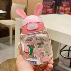 450ml Cute Water Cup with Straw –Bunny Design