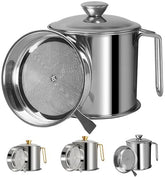 Oil Filter Pot โ Stainless Steel / Heat-Resistant Container for Frying Oil & Grease Storage