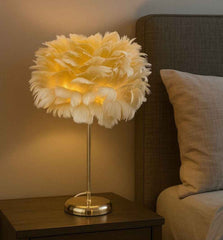 Electric Feather Lamp with Metal Base