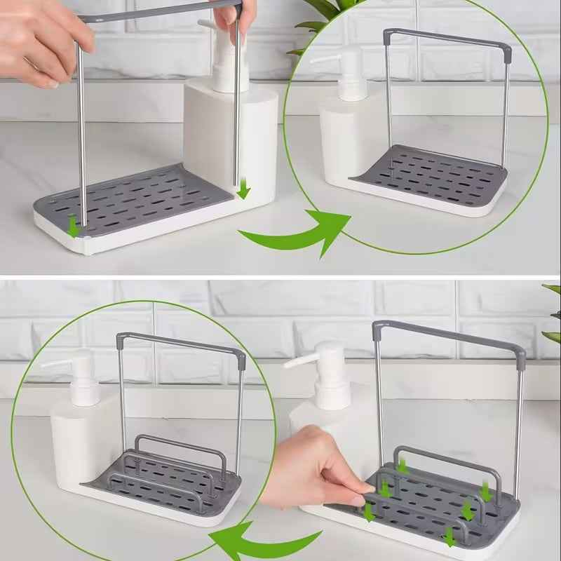 5-in-1 Premium Kitchen Sink Organizer Set | Dual Soap Dispenser, Sponge Holder & Draining Tray