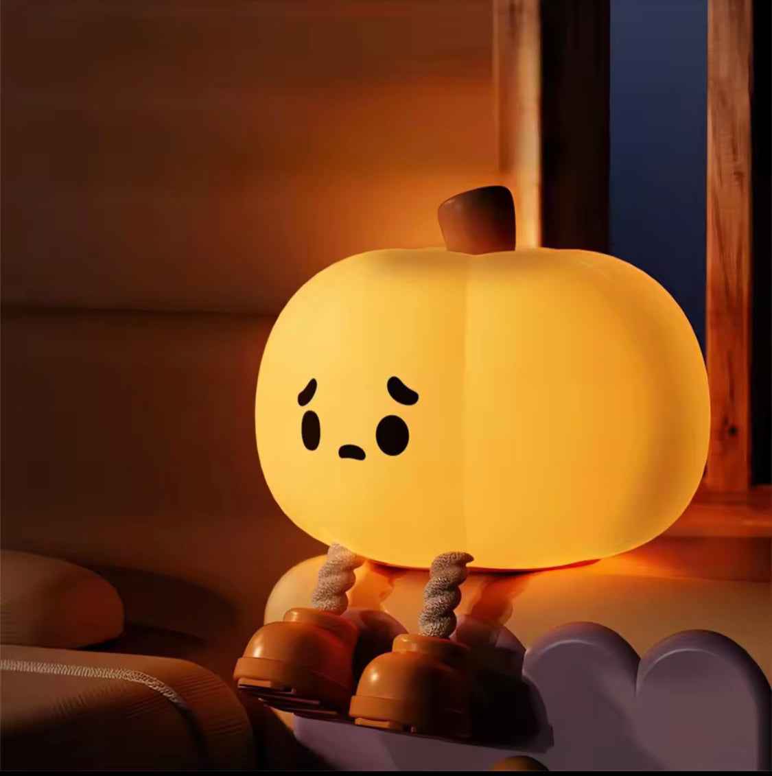 Cute Rechargeable Silicone Pumpkin LED Night Light | Portable Seasonal Decor & Kids' Lamp