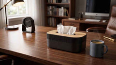 Wood & Black Bedside Tissue Box