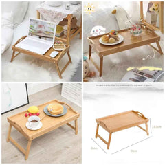 Portable Foldable Wooden Bed Table (50x30cm) | Multipurpose Laptop Desk & Breakfast Tray
