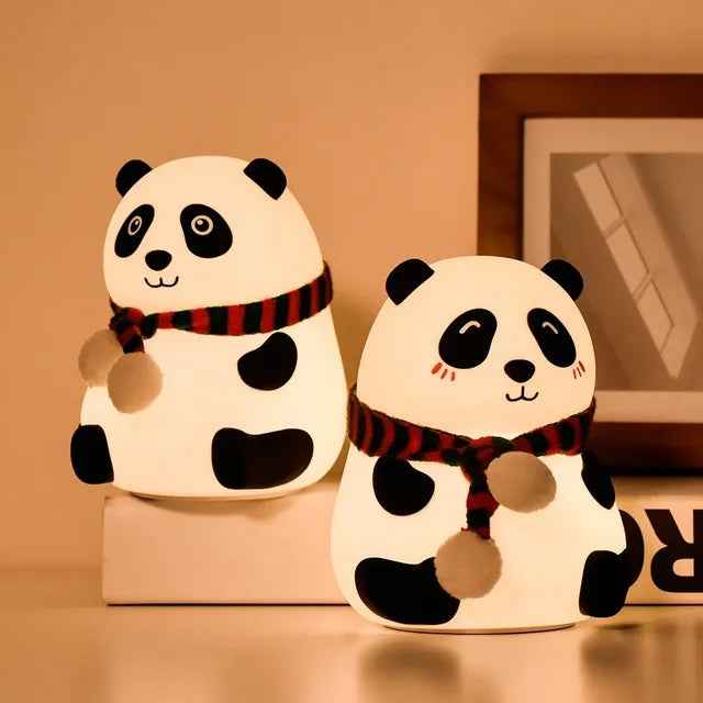 Big Cute Panda Silicone Touch Night Light | 7-Color LED USB Rechargeable Nursery Lamp