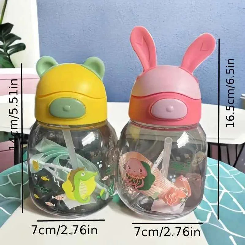 450ml Cute Water Cup with Straw –Bunny Design