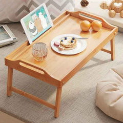 Portable Foldable Wooden Bed Table (50x30cm) | Multipurpose Laptop Desk & Breakfast Tray