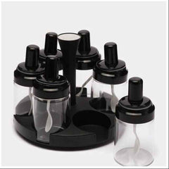 360° Rotating Spice Rack Organizer with 6 Jars | Modern Kitchen Turntable Seasoning Set