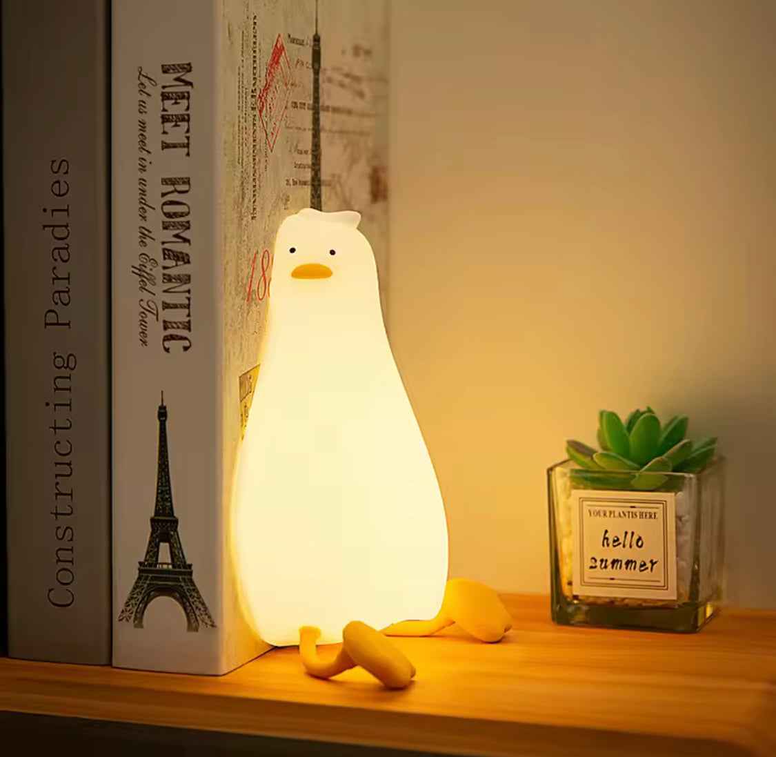 "Lazy Duck" Silicone Touch Sensor Night Light | Rechargeable Bedside Lamp & Phone Holder