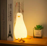 "Lazy Duck" Silicone Touch Sensor Night Light | Rechargeable Bedside Lamp & Phone Holder