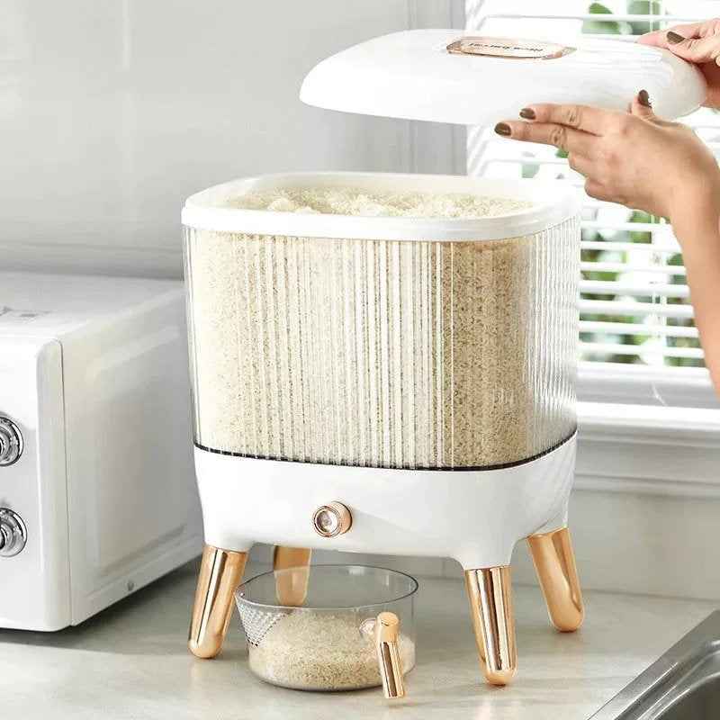 10KG Automatic Rice & Grain Dispenser Container | Airtight, Moisture-Proof PP Storage Box