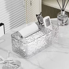 Acrylic Tissue Box with Remote Holder โ Multi-Functional Organizer for Tissues & Remotes