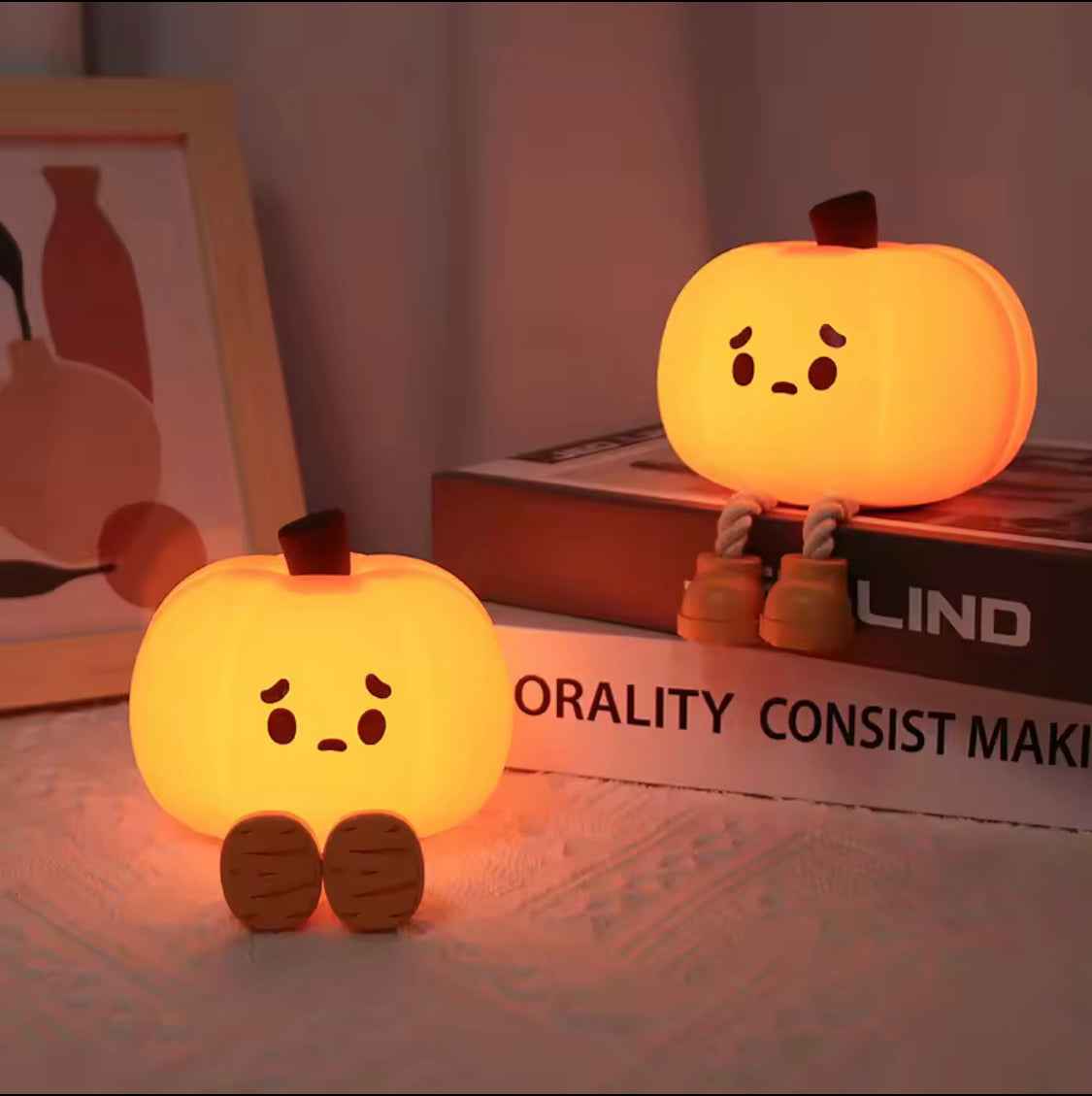 Cute Rechargeable Silicone Pumpkin LED Night Light | Portable Seasonal Decor & Kids' Lamp