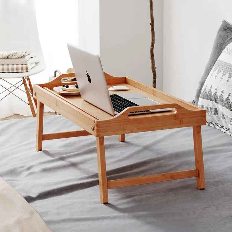 Portable Foldable Wooden Bed Table (50x30cm) | Multipurpose Laptop Desk & Breakfast Tray