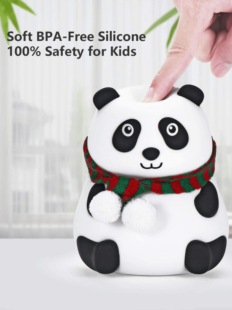 Big Cute Panda Silicone Touch Night Light | 7-Color LED USB Rechargeable Nursery Lamp