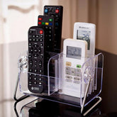 Acrylic Remote & Makeup Organizer β Clear Multi-Compartment Storage Box