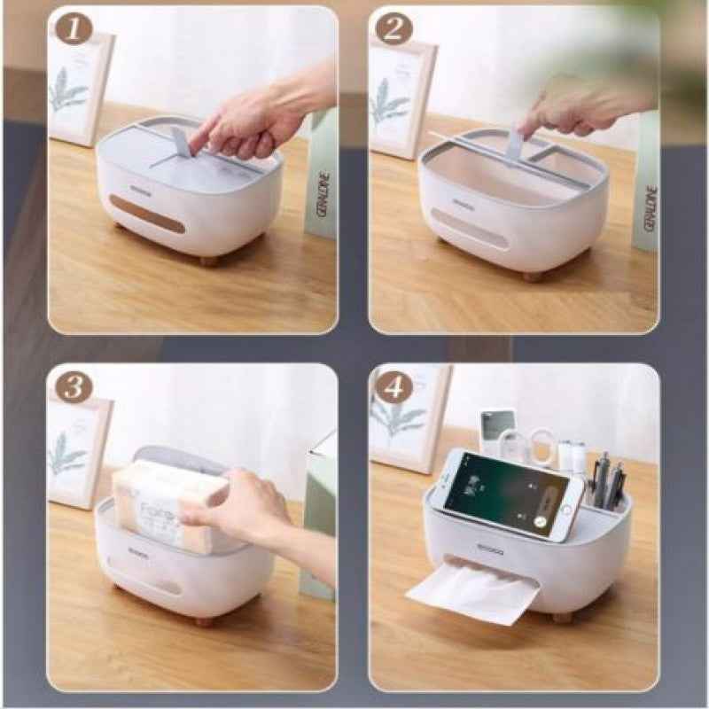 ECOCO Tissue Box Holder with Storage Container