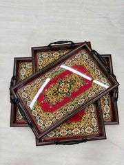 Luxury Persian Pattern Fiber Serving Trays โ Nesting Set of 3