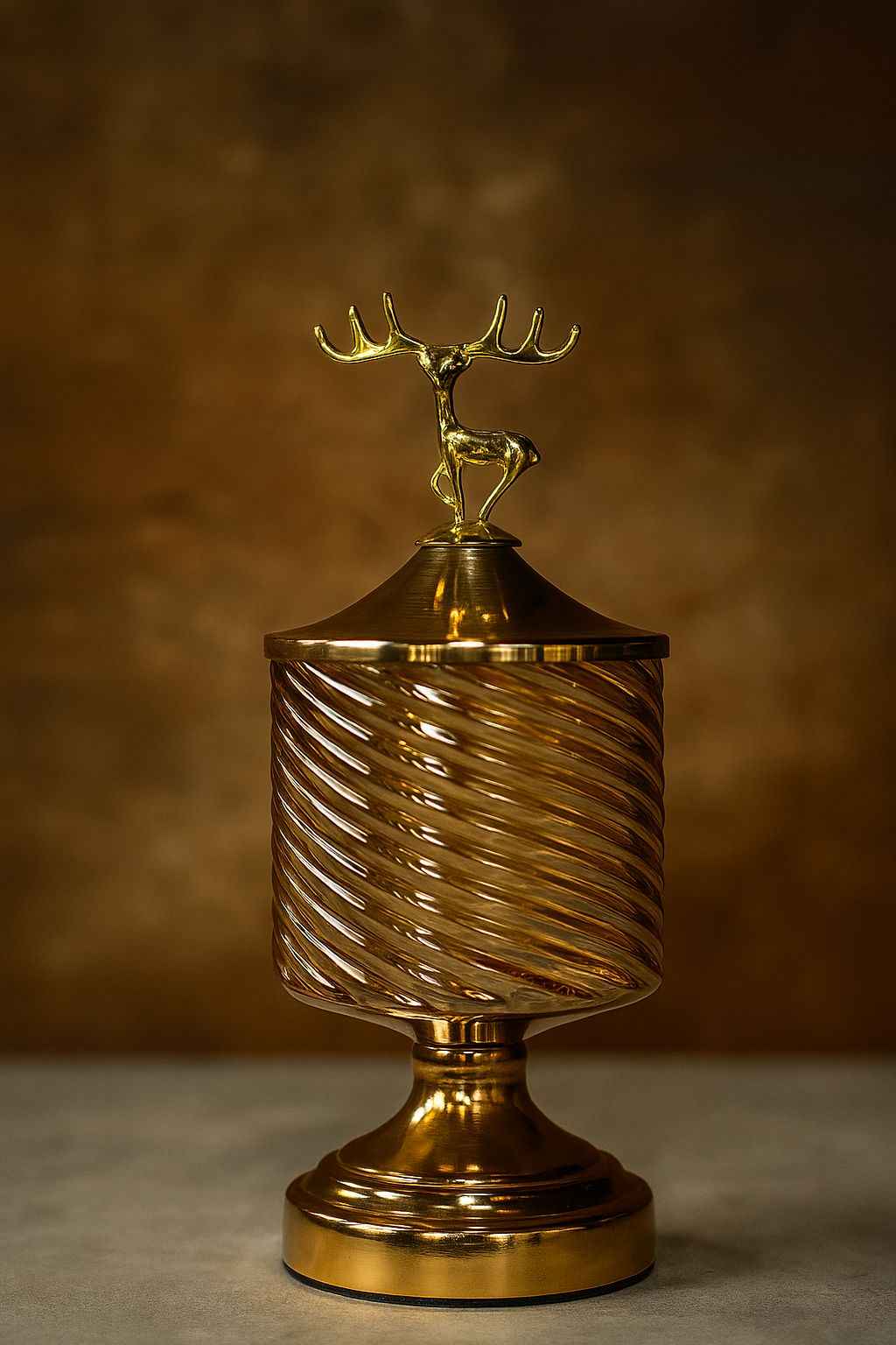 Luxury Golden Reindeer Glass Jar – Decorative Storage & Centerpiece