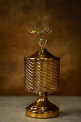 Luxury Golden Reindeer Glass Jar – Decorative Storage & Centerpiece