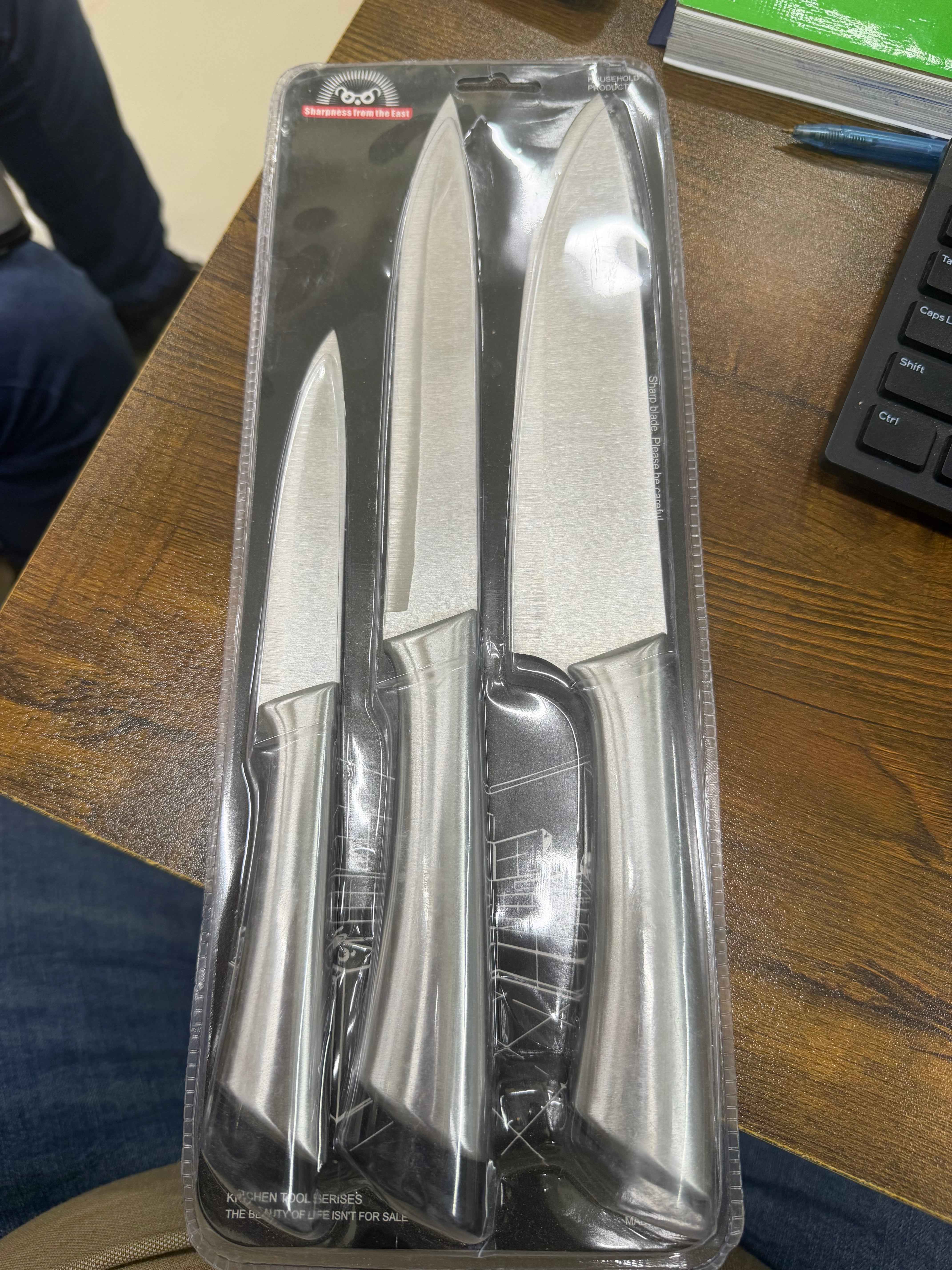 Premium 3-Piece Stainless Steel Kitchen Knife Set – Ergonomic All-Metal Design