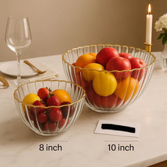 Premium Acrylic Gold-Rimmed Serving Bowl โ 8 Inch or 10 Inch Fruit & Salad Bowl