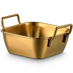 Gold Stainless Steel Square Bowl with Handles