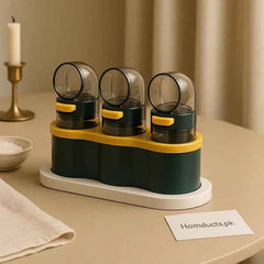 3-in-1 Compact Seasoning Dispenser Set – Rotating Spice Containers with Airtight Lids