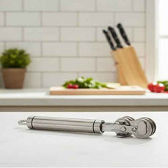 Stainless Steel Rolling Knife Sharpener & Honing Rod | Handheld Wheel Mechanism Grinder | Safety Kitchen Sharpening Tool