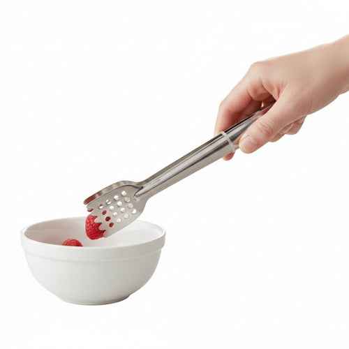 Mini Stainless Steel Serving Tongs with Drain Holes | Small Appetizer & Ice Tong | Sugar Cube & Fruit Server