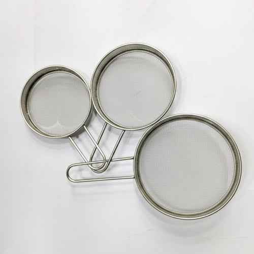 Shengya Mini Stainless Steel Flour Strainer Set (3-Piece) | Fine Mesh Sieve for Powdered Sugar & Tea | Baking & Kitchen Tool