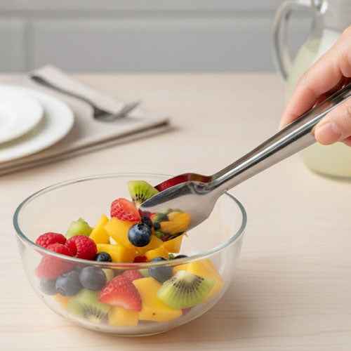 Stainless Steel Mini Serving Tongs | Simple Spoon-Tip Food Server for Salads & Ice | Small Buffet Utensil Set