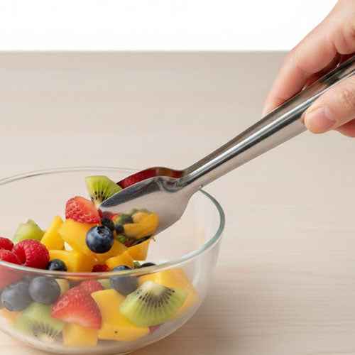 Stainless Steel Mini Serving Tongs | Simple Spoon-Tip Food Server for Salads & Ice | Small Buffet Utensil Set