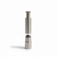 Stainless Steel One-Handed Push Grinder | Manual Pepper Mill & Salt Grinder | Vertical Kitchen Seasoning Tool