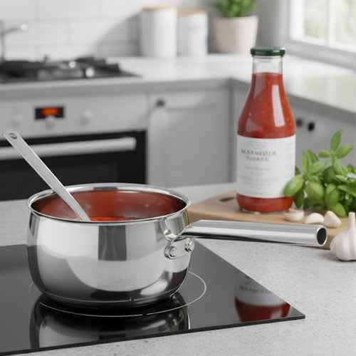 Heavy Stainless Steel Saucepan (16cm & 18cm) | Induction Ready SS Cooking Pot | Professional Heavy Gauge Sauce Pan