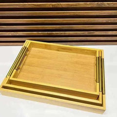 Premium Rectangular Bamboo Nesting Serving Trays Set