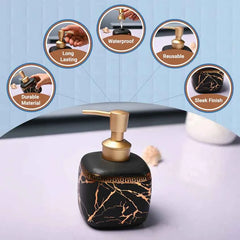 Ceramic Black Cylindrical Soap Dispenser - Static Glossy Finish