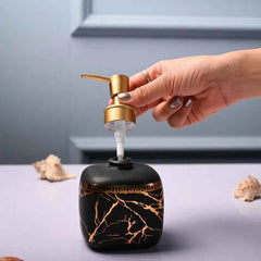 Ceramic Black Cylindrical Soap Dispenser - Static Glossy Finish