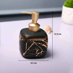 Ceramic Black Cylindrical Soap Dispenser - Static Glossy Finish